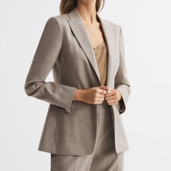 NWT Reiss Emily wool blend blazer in Oatmeal Sz 2 - Picture 1 of 6